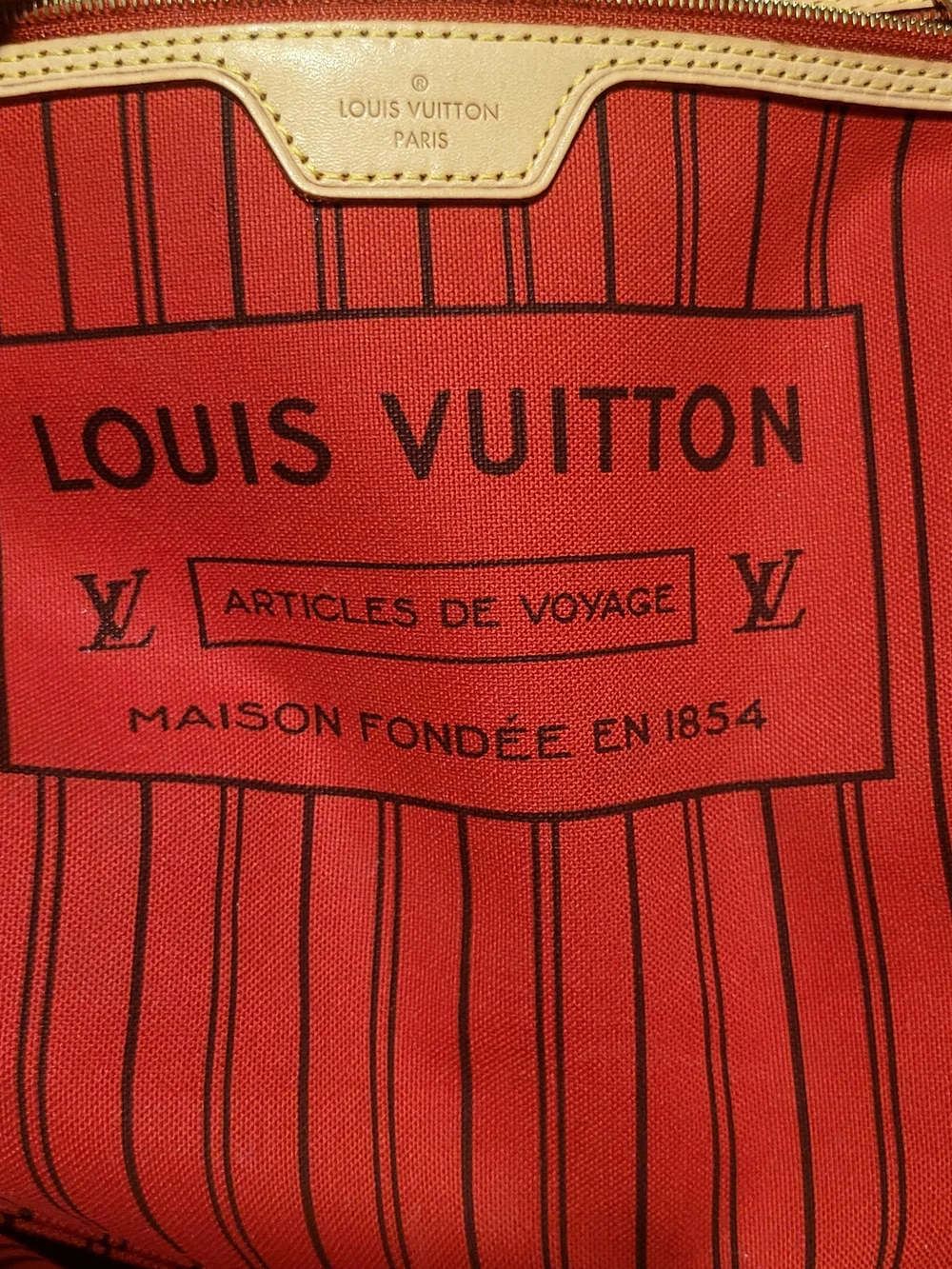Louis Vuitton Neverfull Monogram Canvas Tote in Brown with Tan Trim